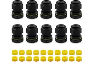 M20 Kabelverschraubung Set, HUYU wasserdichte IP68 verstellbare Kabel Steckverbinder, wasserdichter Stecker für Box, verstellbar Kabel Stopfe mit Gegenmutter für 4-8 mm 9-12 mm Kabel, 10 Stück