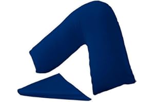 KANAK V Shaped Pillowcase Plain Polycotton Back & Neck Support V Pillow cover Orthopaedic/Pregnancy/Nursing Pillow Case Cover Only (Navy Blue)