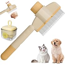 SUEHBEXF 2x Fellblitz Bürste Selbstreinigend - Flohkamm Für Hunde & Katzen Mit Auslöseknopf