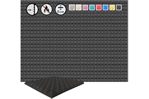 Arrowzoom 12 Polyurethane Pyramide Panneaux Mousse Acoustiques 50x50x5cm Correction Phonique anti bruit Retardateur flamme studio d'enregistrement absorbant acoustique Podcasting 1034 NOIR