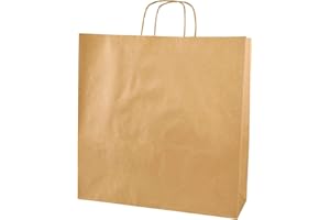 Thepaperbagstore 20 Brown Extra Large Paper Bags with Twisted Handles - 39x14x39.5cm - Kraft Paper for Gifts, DIY, Party, Shopping, Retail, Grocery, Wedding, Birthday and Takeaway