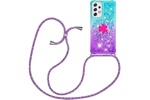 YAMCCCSE Funda de movil con Cuerda para Colgar Samsung Galaxy A13 4G -Case con Correa Colgante/Brillante Arena movediza Carcasa TPU Phone Necklace con Banda con Cordon para Llevar