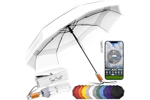 Royal Walk Paraguas Plegable Antiviento para Hombre y Mujer Apertura y Cierre Automático, Compacto y Fuerte, Mango de Madera Real de Lujo, Paraguas Resistente al Viento Reflectante con Doble Cubierta
