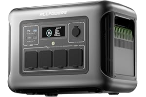ALLPOWERS R1500 LITE generador solar portatil, Estación de Energía Todo-en-Uno 1600W/1056Wh con UPS de <15ms, Carga Solar/Red/Coche (MPPT 650W), Ideal para Emergencias en el Hogar y Acampadas
