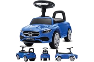 sun baby Coche de Empuje Mercedes C-Class, Coche para Niños a Partir de 1 año, Volante con Audio, Asiento con Respaldo, Espacio portaobjetos bajo el Asiento, protección antivuelco (Azul)