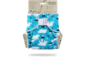 ‎PETIT LULU Petit Lulu Nachtwindel | Maxi-Night Höschenwindel (7-16 kg) Klett | Bambus & Bio Baumwolle Stoffwindeln | Made in Europe (Eisbären)