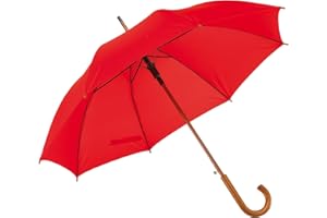 Notrash2003 - Parapluie automatique en bois - Avec crochet rond incurvé - Poignée en bois de 103 cm de diamètre, Rot, 103 cm