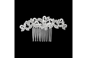 Lotsdonxia Bridal Diamond Hair Comb Clip - Stylish Flower Design Sparkling Wedding Accessories Alloy Rhinestone Hair Comb for Women (11.5cm X 7cm)