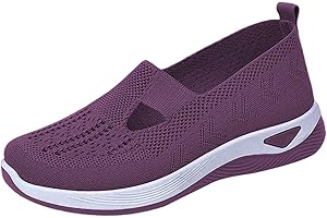 DFSDJEUW Womens Trainers Wide Fit Wedge Shoes Slip On Arch Support Tennis Sneakers Breathable Mesh Orthopedic Wedge Trainer Comfortable Non Slip Soft Sole Walking Trainers Low Top Outdoor Shoes