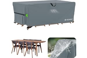 Velway Funda para Muebles de Jardín Impermeable - 180x120x74cm Funda Mesa Jardin de Exterior Cubierta Protectora a Prueba de Viento para Muebles de Jardín Rectangular - Gris