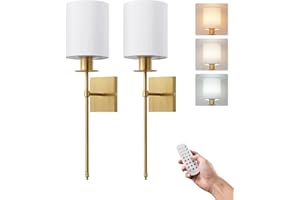 EDISHINE USB Rechargeable Wall Light, Wireless Wall Sconces Set of 2 with Rechargeable Remote Control Bulb, Electroplated Bronze, Battery Operated, Modern LED Wall Lamp for Bar, Kitchen, Loft