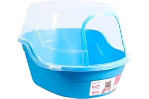 petphabet kuweta duża kuweta dla kota/kuweta dla kota XXL, 63 x 48 x 43 cm, Jumbo kuweta dla kota z pokrywką, bardzo duża kuweta dla zwierząt domowych, niebieska, 63 x 48 x 43 cm