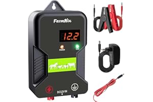 DNOYEVVS 15KM Clôture électrique, Clôture électrique pour bétail, Animaux, Électrificateur de clôture électrique, Haute Puissance, Protection Parfaite pour Les Pâturages (C)