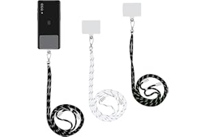 cobee Lot de 3 cordons de téléphone portable avec coussinets de téléphone, sangles de téléphone en nylon de couleurs mélangées avec 3 patchs transparents réglables compatibles