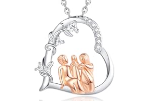 EUDORA Harmony Ball Srebro wysokiej próby 925 naszyjnik dla matki i córki dla kobiet, różowe złoto, podwójne serce, miłość, naszyjnik dla żony, babci, biżuteria, prezenty na Dzień Matki, łańcuszek 45