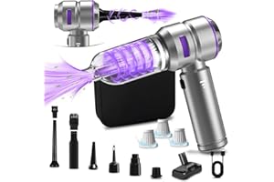Kevsuvqin 4-en-1 Aspirateur Voiture Puissant sans Fil, 30000PA Mini Aspirateur a Main sans Fil avec Moteur Brushless, 3 Niveaux Réglables, Voyant de Batterie, Souffleur Air Comprimé Nettoyage PC