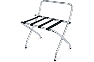 GETGASTRO Gepäckablage, verchromt - mit Wandschutz und schwarzem Nylonband, zusammenklappbar