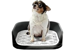 NETHIX Toilettes pour Chien, Toilettes Portables avec Plateau pour Maison intérieure Chiot Balcon,Toilettes pour Chiens Teddy Chihuahua 50 * 40CM (Noir)