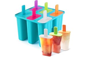 DEHUB Forma do lodów na patyku, certyfikowana przez FDA, silikon klasy spożywczej, łatwa do usunięcia, 6 otworów, foremki do lodów wielokrotnego użytku, bez BPA, z patyczkami (1 sztuka, niebieska)