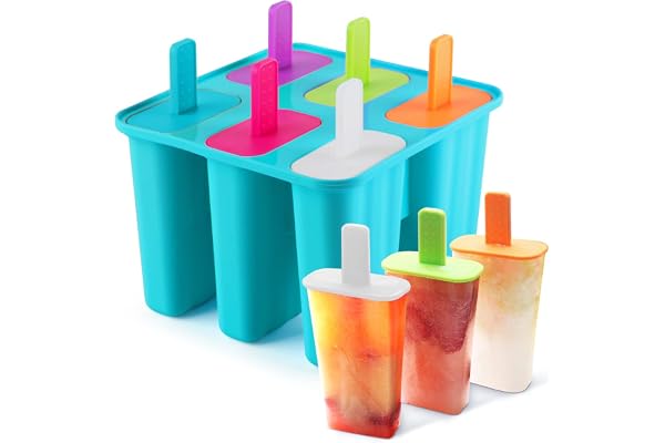 DEHUB Moule a Glace 6 Cellules Moule Glace Silicone de Qualité Alimentaire,Sans BPA Ice Lolly Moulds Utilisé Pour Faire des Glaces à la Maison.(Bleu)