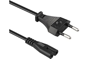 Xahpower Cable Alimentation, Cordon D'alimentation de la Fiche Euro pour Une Douille Double Euro C7 2 Broches Compatible avec PS5 / PS4 / PS3 / PS2 / Xbox One S/Xbox Series X/S Etc - Noir