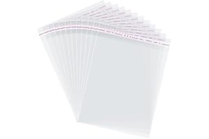 MGE WORLD MGE - 100 Bolsas de Celofán 18x25 Transparente para Regalos, Ropa, Chuches - Bolsas de Plástico con Cierre - Bolsas Transparentes con Cierre Celofán Autoadeshivas - Pack de 100 (18 x 25 cm)