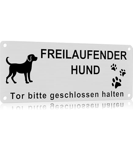 Acuxiaza Warnschild Hund – 2 Stück, 25x10 Cm, Aluminium, Selbstklebend & Mit Löchern