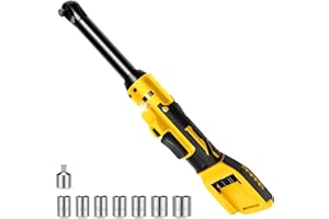 KISTRBA Extended Cordless Ratchet Wrench for Dewalt 18V 20V Max Battery, 3/8" Electric Ratchet 60 ft-lbs(80N.m), 5.9 inch(15cm) Extended Head, 7 Sockets(10/11/12/13/14/15/17mm) - Tool Only, No Battery