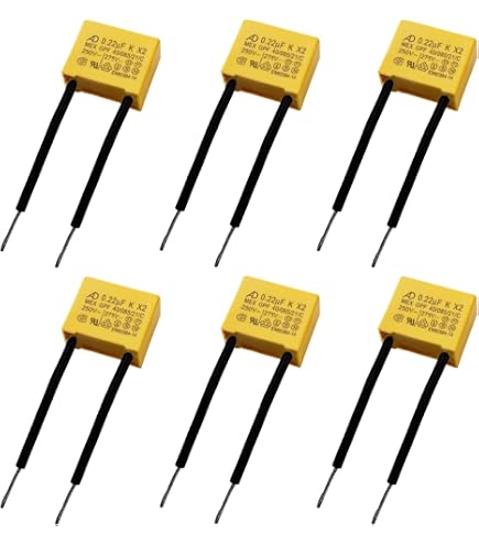 Produktbild von 10 X2-Sicherheitskondensatoren – 0,22µF / 275V AC, LED-Entstörung, MKP, Radial, P=10mm