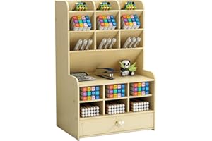 NUODWELL Schreibtisch-Organizer aus Holz mit Schublade, multifunktionaler Stiftehalter, Aufbewahrungsbox für Schreibtisch, Schreibwaren, Stift-Organizer für Büro, Zuhause und Schule (B-weißer Ahorn)