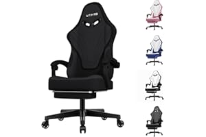 Ulody Gaming Chair for Adult,Ergonomically Designed Massage Office Chair,Adjustable Height,Swivel Chair with Footrest,Suitable for Office and Home-Black