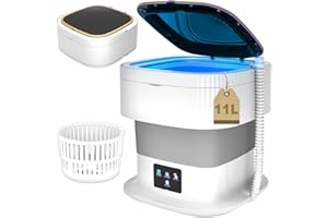 SULIAO Mini Lavatrice Portatile, 11L 1.8KG 2 in 1 Pieghevole con Centrifuga, Adatto per Campeggio, Viaggi, Lavatrice da Campeggio Piccola, Bucato, Biancheria Intima, Calzini, Piccoli Oggetti, Tre velocità