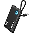 INIU 10000mAh Power Bank with Built-in USB-C Cable, 20W PD Fast Charging Portable Charger Type C, Smallest & Lightweight External Battery Pack for iPhone 16/15/14 Pro Samsung S25/S24 Google iPad etc