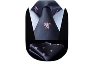 HISDERN Corbatas para Hombre con Motivo Animal Modernas Elegante Conjunto Corbata y Pañuelo de Boda Business
