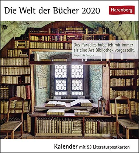 Die Welt der Bücher Postkartenkalender 2020. Wochenkalendarium. Blockkalender. Format 16 x 17,5 cm