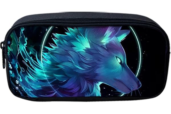 UOIMAG Trousse à crayons pour enfants et adultes Motif loup