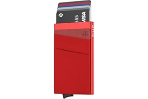 VULKIT Porte Carte de Crédit Aluminium Rigide Pop Up Porte-Cartes avec Poche Billets de Banque RFID Blocage Stocker 5 Cartes et des Espèces