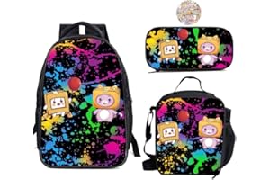 AII Lover 3Pcs Anime Game Backpack Set with Stickers,16in 3D Printed Cartoon School Bags for Elementary and Middle School Students and Game Fans Teens Birthday Gift.