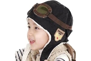 HAIFLY Gorro de aviador para bebés niños, cálido, diseño con de gafas de protección negro negro