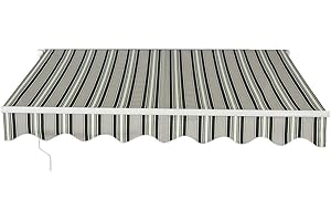 Panana Manual Awning Canopy Outdoor Patio Garden Sun Shade Shelter Top Fabric (2.5x2m, Multi-Stripe)