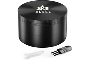 SLEGE Grande Grinder 2,5"(63 mm), Macina manuale – macinino Spezie Erbe Grinder Metallo, Macina Vaniglia 4 pezzi-con Raschietti e spazzole (Nero)