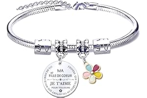 QTQTLP Cadeau Fille Bracelets Femme Cadeau D'anniversaire Fille Enfant Je T'aime Ma Fille Cadeau Fille à Ma Fille Bracelet Femme Idee Cadeau Ado Fille Pendentif Bracelets