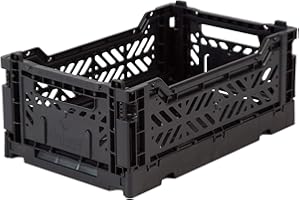 AYKASA Ay-Kasa Klappkiste, stabile Faltkiste aus Kunststoff, stapelbar, Black, Mini (27x17x11cm)