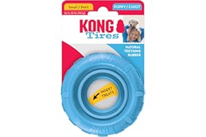 KONG - Puppy Tires - Soft Rubber Chew Toy and Treat Dispenser - For Small Puppies (Assorted Colors)