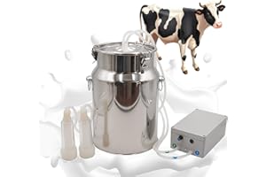 3-14L Electric Milking Machine with Auto Stop, Ddasam Portable Cow/Goat/Sheep Milker Kit, Stainless Steel Bucket & Vacuum Pump for Home Farm, Safe & Efficient