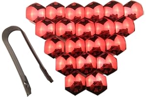 BSGP Radmutterkappen für Kfz, universelle Passform, Abdeckungen mit Werkzeug zum Entfernen, Innendurchmesser 17 mm, 20 Stück, galvanisiert, Rot