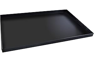 FMprofessional - Bandeja para pizza (60 x 40 cm, rectangular, ideal para pizza, resistente al calor hasta 400 °C, bandeja rectangular con sellado esmaltado), color negro