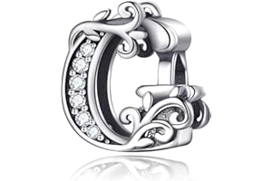 XWN Ciondolo lettere A-Z per bracciale, argento 925, compatibile con Pandora e braccialetti/collane europei, per donne/ragazze X240.