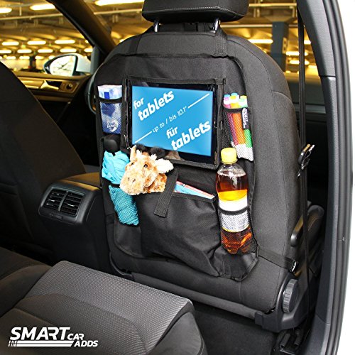 Rücksitz Organizer Kinder | Rückenlehenschutz | Kick mat mit praktischen Rücksitztaschen inklusive Tablet Halterung - 4