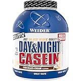 Weider Day & Night Casein Proteinpulver, Schoko-Sahne, Eiweiß für Muskelaufbau, Fitness Shake 1,8kg